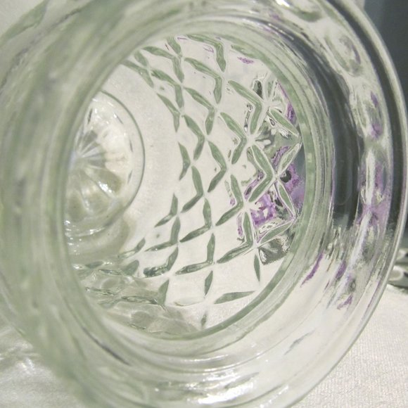 Vintage Anchor Hocking Diamond Cut Apothecary Jar Flower Bottom - Picture 10 of 10